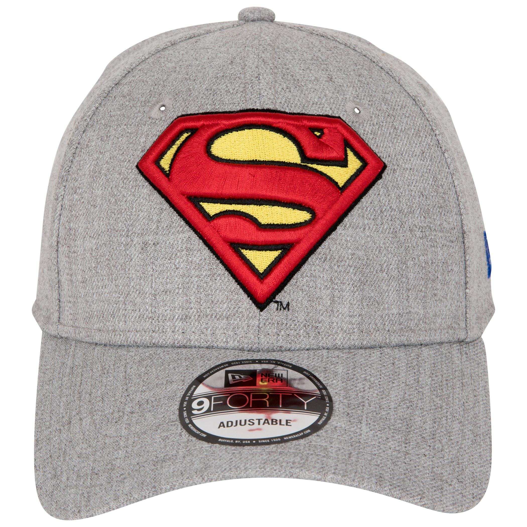 Superman Classic Logo Grey New Era 9Forty Velcro Back Adjustable Hat